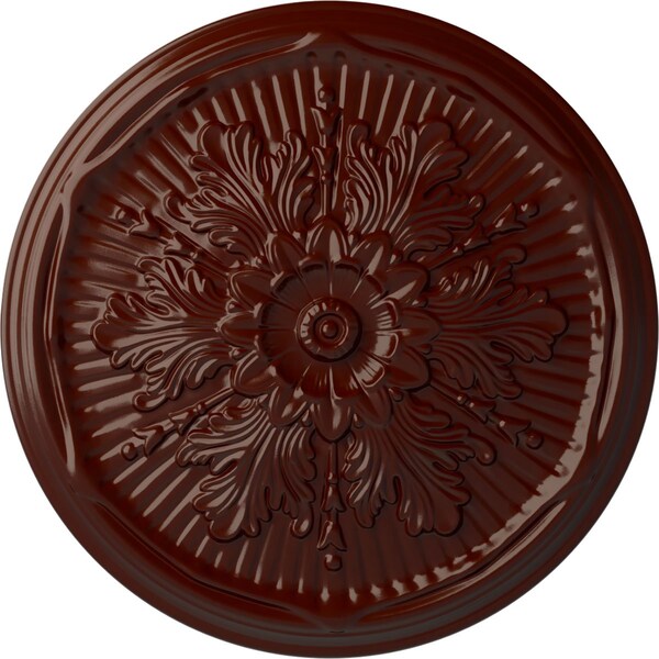 Ekena Millwork Luton Ceiling Medallion (Fits Canopies up to 3 1/2"), Hand-Painted Brushed Mahogany, 21"OD x 2"P CM21LUBMF - main